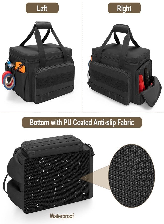 Rexmica 14-Inch Tool Bag with Anti-friction Bottom, Hand Tool Storage Organizer for Men, Tactical Range Bag, Multi-purpose Work Tote for Repairman, Carpenters, Handyman, Black - Image 4