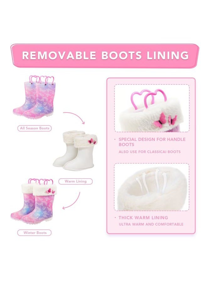 FUNCOO PLUS Toddler Rain Boots Kids Light up Snow Boots Boys Girls Waterproof Winter Boots with Removable Warm Lining, Gradient Butterfly, 9 Toddler - Image 2