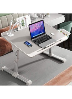 Taimi Multipurpose Bed Table, Portable Mini Study Desk for Gaming, Eating, and Working, Adjustable Standing Desk with Removable Baffle, 40x60x27-40cm, Folding Bed Tray with Card Slot, USB Charging, Eye Protection Lamp, Drawer, Bookshelf, Anti-Slip Tray, and Hand Guard  - Image 2