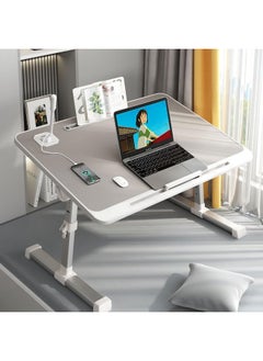 Taimi Multipurpose Bed Table, Portable Mini Study Desk for Gaming, Eating, and Working, Adjustable Standing Desk with Removable Baffle, 40x60x27-40cm, Folding Bed Tray with Card Slot, USB Charging, Eye Protection Lamp, Drawer, Bookshelf, Anti-Slip Tray, and Hand Guard  - Image 4