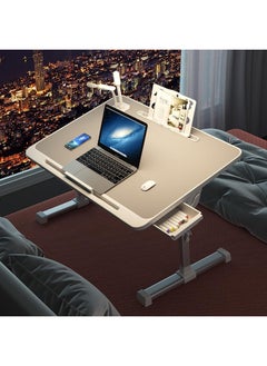 Taimi Multipurpose Bed Table, Portable Mini Study Desk for Gaming, Eating, and Working, Adjustable Standing Desk with Removable Baffle, 40x60x27-40cm, Folding Bed Tray with Card Slot, USB Charging, Eye Protection Lamp, Drawer, Bookshelf, Anti-Slip Tray, and Hand Guard  - Image 5