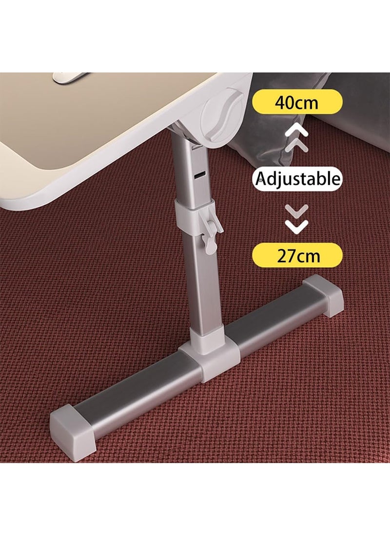 Taimi - Multipurpose Bed Table, Portable Mini Study Desk for Gaming, Eating, and Working, Adjustable Standing Desk with Removable Baffle, 40x60x27-40cm, Folding Bed Tray with Card Slot, USB Charging, Eye Protection Lamp, Drawer, Bookshelf, Anti-Slip Tray, and Hand Guard - Image 1