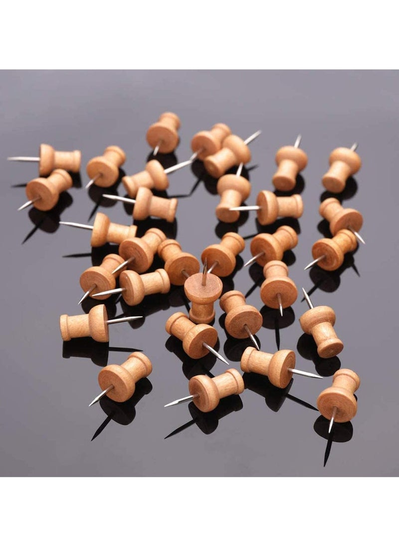 SYOSI Wood Push Pins 100pcs Drawing for Cork Notice Board Thumb Tacks Wooden Map Standard Clear Steel Point Office Corkboard  - Image 4