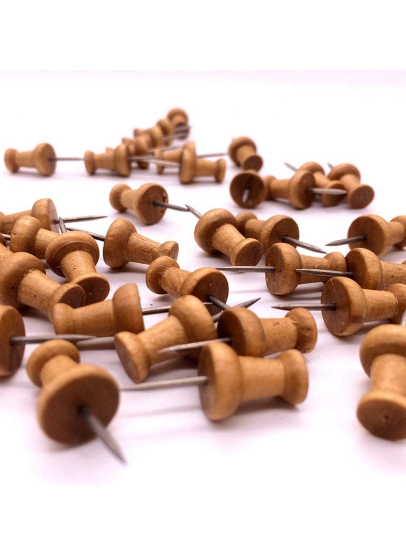 SYOSI Wood Push Pins 100pcs Drawing for Cork Notice Board Thumb Tacks Wooden Map Standard Clear Steel Point Office Corkboard  - Image 2