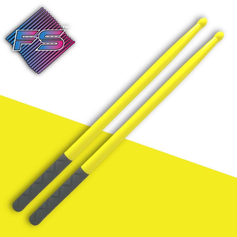 FITSTIX عصي FITSTIX لتمارين اللياقة البدنية والفصول الهوائية، عصي الطبول قوية وخفيفة الوزن تجعلها إضافة ممتعة لأي روتين أو فصل تمرين. (أصفر + FITGRIPS) - Image 4