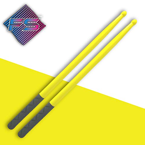 FITSTIX عصي FITSTIX لتمارين اللياقة البدنية والفصول الهوائية، عصي الطبول قوية وخفيفة الوزن تجعلها إضافة ممتعة لأي روتين أو فصل تمرين. (أصفر + FITGRIPS) - Image 1