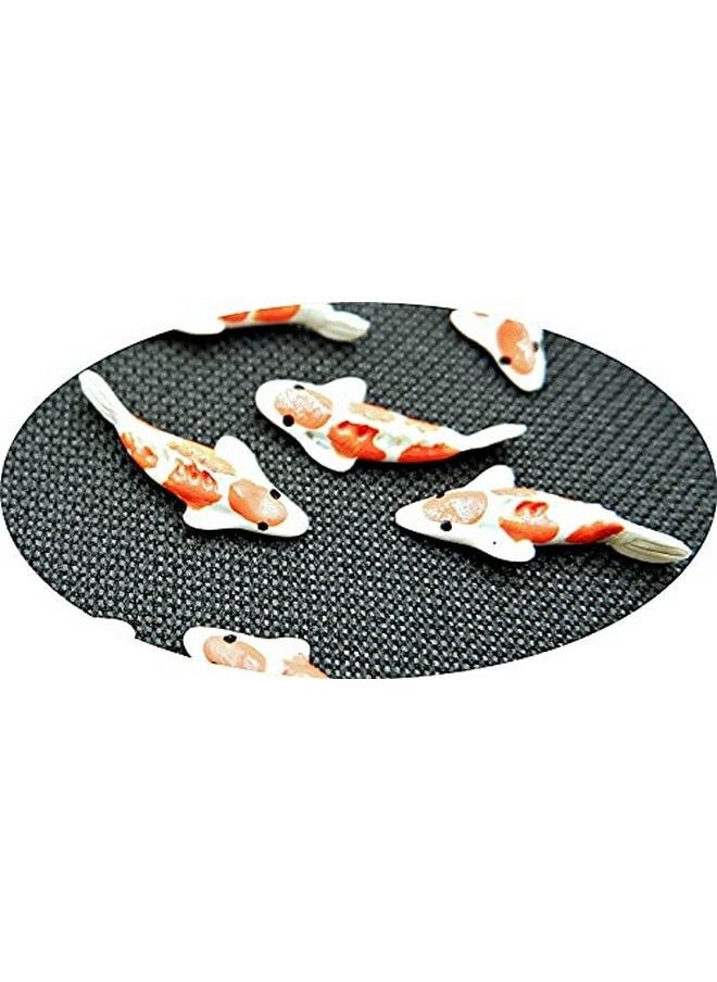 1shopforyou - Lot Of 12 Miniature Koi Fish Fairy Garden Supplies Animal Fish Figurine Furniture Dollhouse Orange & White Color - Image 1