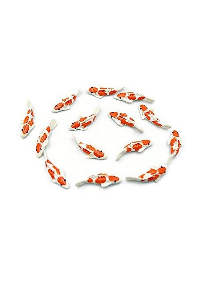 1shopforyou - Lot Of 12 Miniature Koi Fish Fairy Garden Supplies Animal Fish Figurine Furniture Dollhouse Orange & White Color - Image 1