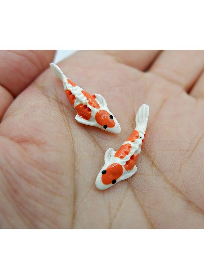 1shopforyou - Lot Of 12 Miniature Koi Fish Fairy Garden Supplies Animal Fish Figurine Furniture Dollhouse Orange & White Color - Image 1