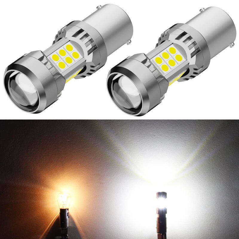 PHINLION 3200 Lumens Super Bright 1156 1141 3497 P21W 7506 LED Reverse Light Bulbs with Projector for Car Truck RV Backup Lights 6000K Xenon White