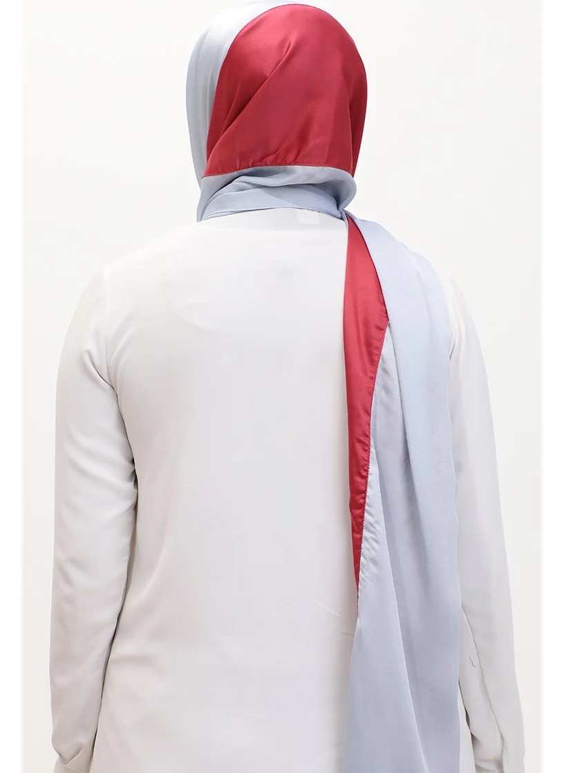 Sefa Merve Karaca Tricolor Shawl 81049-20 Light Blue Pomegranate Flower