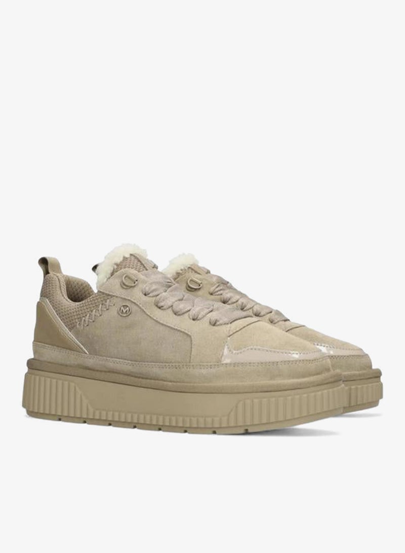 MEXX Panelled Lace-Up Sneakers with Faux Fur Trim - Image 2