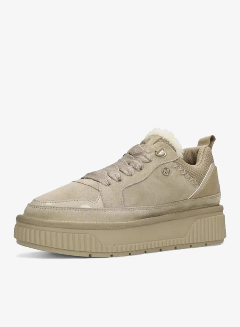 MEXX Panelled Lace-Up Sneakers with Faux Fur Trim