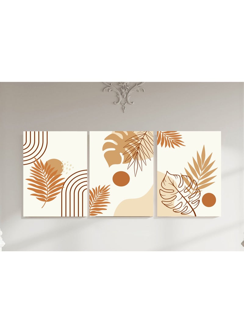 Modern abstract Wall Art – 3 Piece Set with Warm Earth Tones for Elegant Home Decor