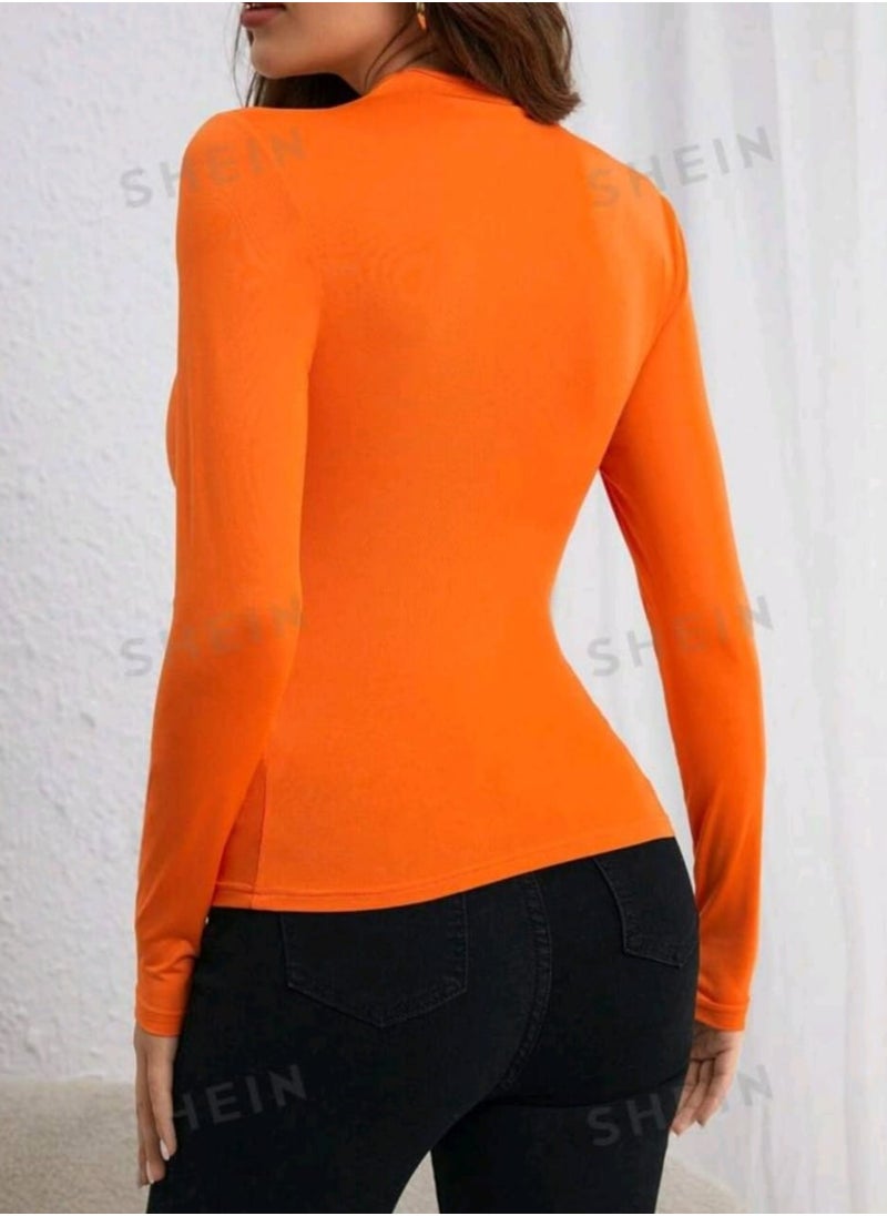 Shein - SHEINNeu Solid Asymmetrical Neck Tee - Image 1
