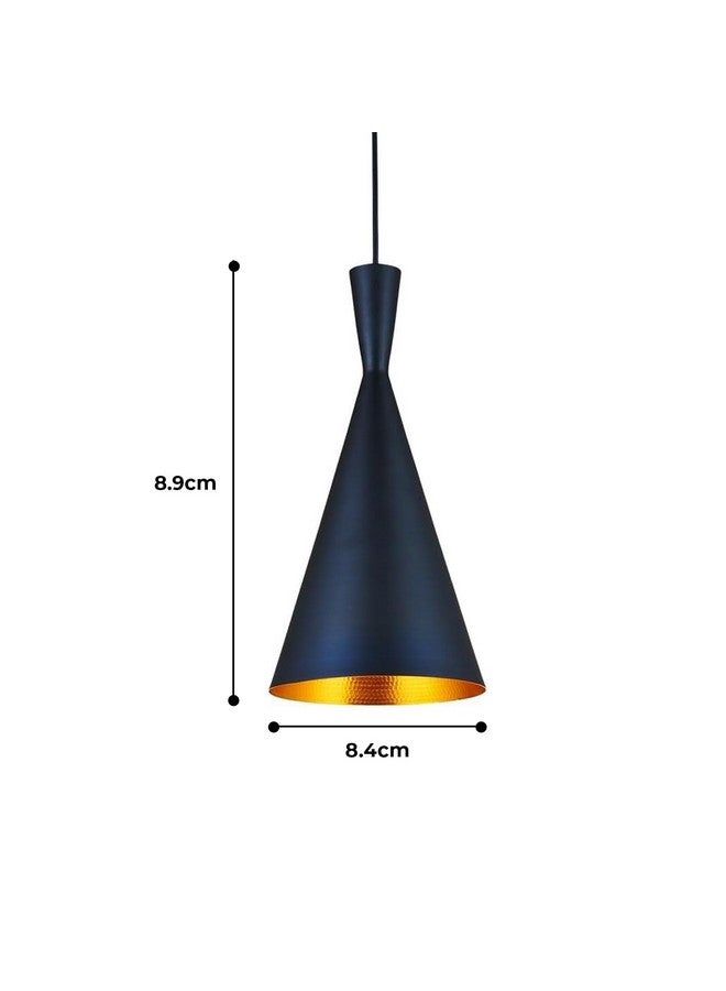 Lexton Single Head Metal Cone Shade Pendant Light | for Bedroom, Kitchen, Restaurant, Indoor Outdoor or Home Decoration (Black, Pack of 1) (Bulb Not Included) - Image 3