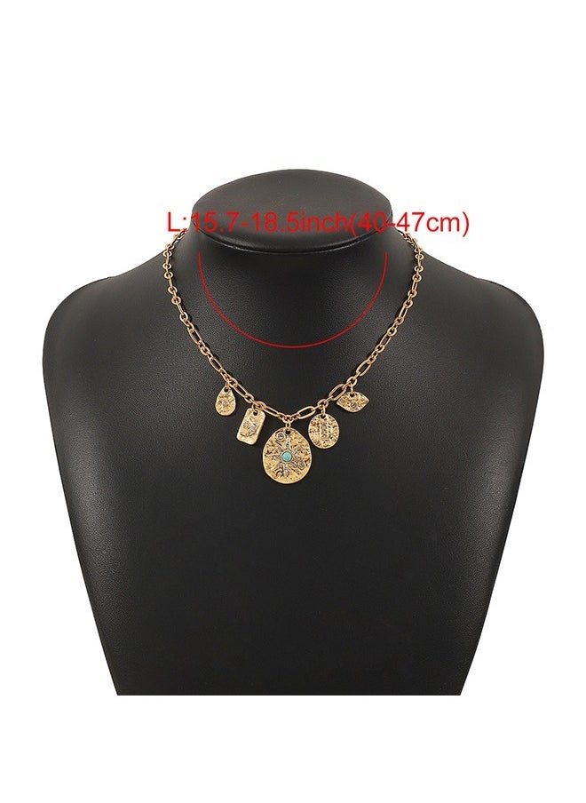 Beyond Retro Gemstone Discs Necklace, Anti Rust and Anti Fading 14k Gold Plated Necklace, Fashion Jewelry Gift (Golden)  - Image 3