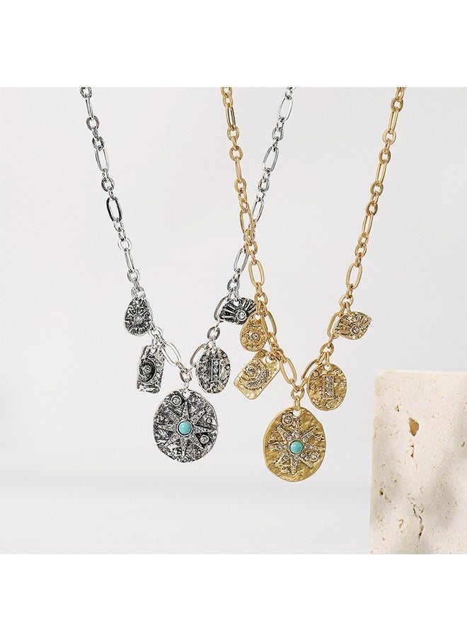 Beyond Retro Gemstone Discs Necklace, Anti Rust and Anti Fading 14k Gold Plated Necklace, Fashion Jewelry Gift (Golden)  - Image 5