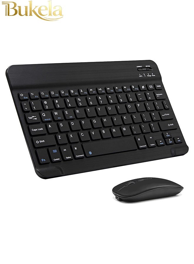 Bukela Rechargeable Bluetooth Keyboard and Mouse Combo Ultra-Slim Portable Compact Wireless Mouse Keyboard Set for Android Windows Tablet Cell Phone iPhone iPad Pro Air Mini, iPad OS/iOS 13 and above (Black) - Image 1