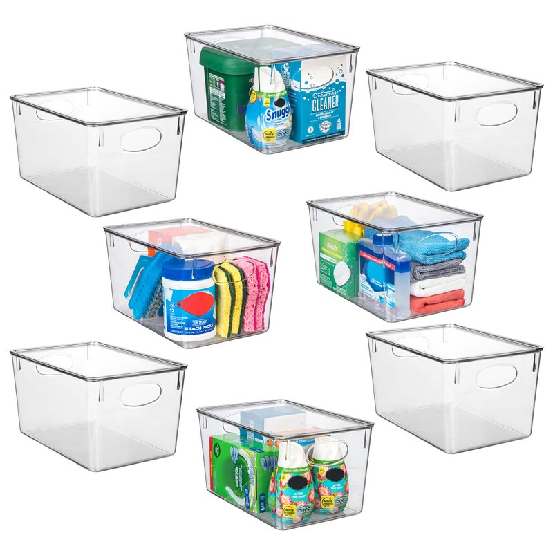 ClearSpace Plastic Storage Bins With lids 8 Pack  Perfect Pantry Organization and Storage  Fridge Organizer Pantry Storage Containers and Storage Bins Cabinet Organizers