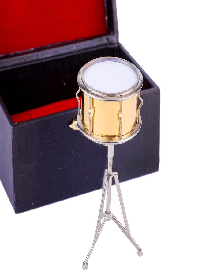 Dselvgvu Miniature Snare Drum with Case Brass Mini Musical Instrument Snare Drum Replica Collectible Figurines Music Birthday Gifts Christmas Home Decoration Display Ornament Model (Gold, 3.74"x1.57") - Image 1