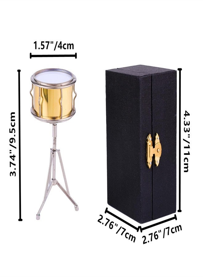 Dselvgvu Miniature Snare Drum with Case Brass Mini Musical Instrument Snare Drum Replica Collectible Figurines Music Birthday Gifts Christmas Home Decoration Display Ornament Model (Gold, 3.74"x1.57") - Image 5