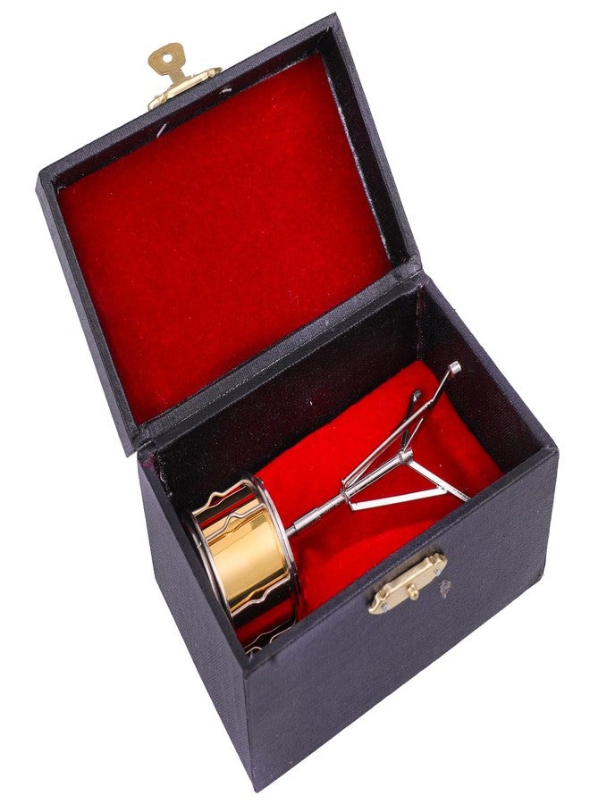 Dselvgvu Miniature Snare Drum with Case Brass Mini Musical Instrument Snare Drum Replica Collectible Figurines Music Birthday Gifts Christmas Home Decoration Display Ornament Model (Gold, 3.74"x1.57") - Image 3