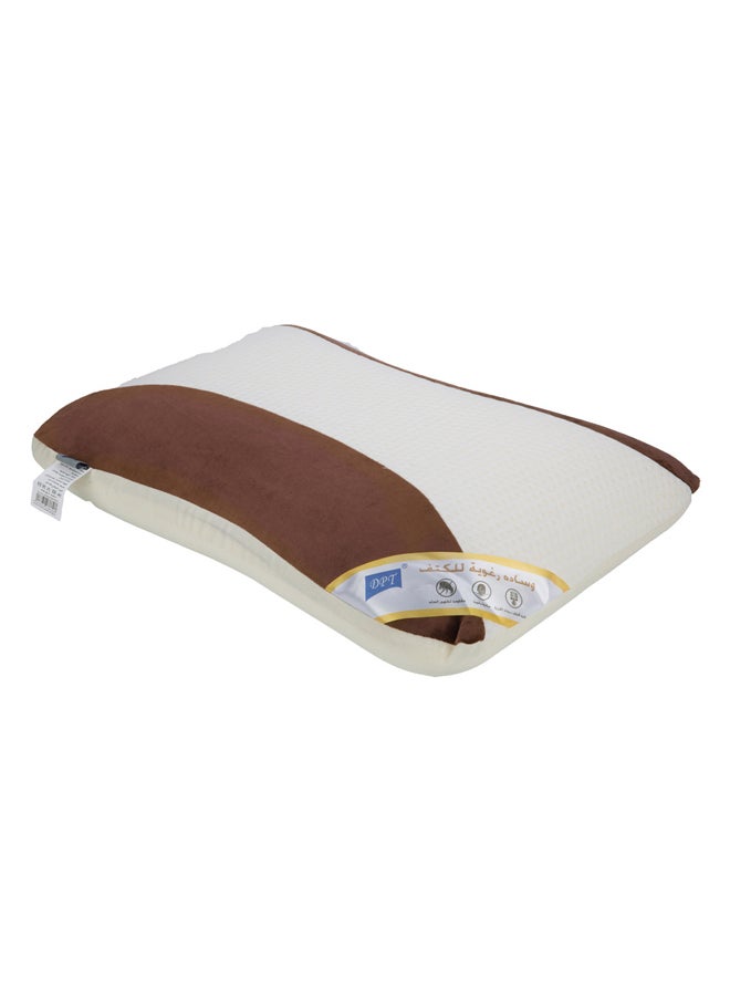 AL SANIDI Medical pillow with memory foam filling, Anti-Bacterial Neck and Shoulder Support Pillow, Brown*White, Size 35*55 Cm  - Image 3