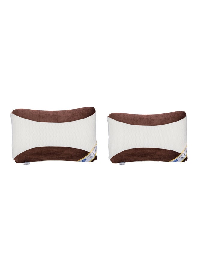 AL SANIDI Medical pillow with memory foam filling, Anti-Bacterial Neck and Shoulder Support Pillow, Brown*White, Size 35*55 Cm  - Image 5