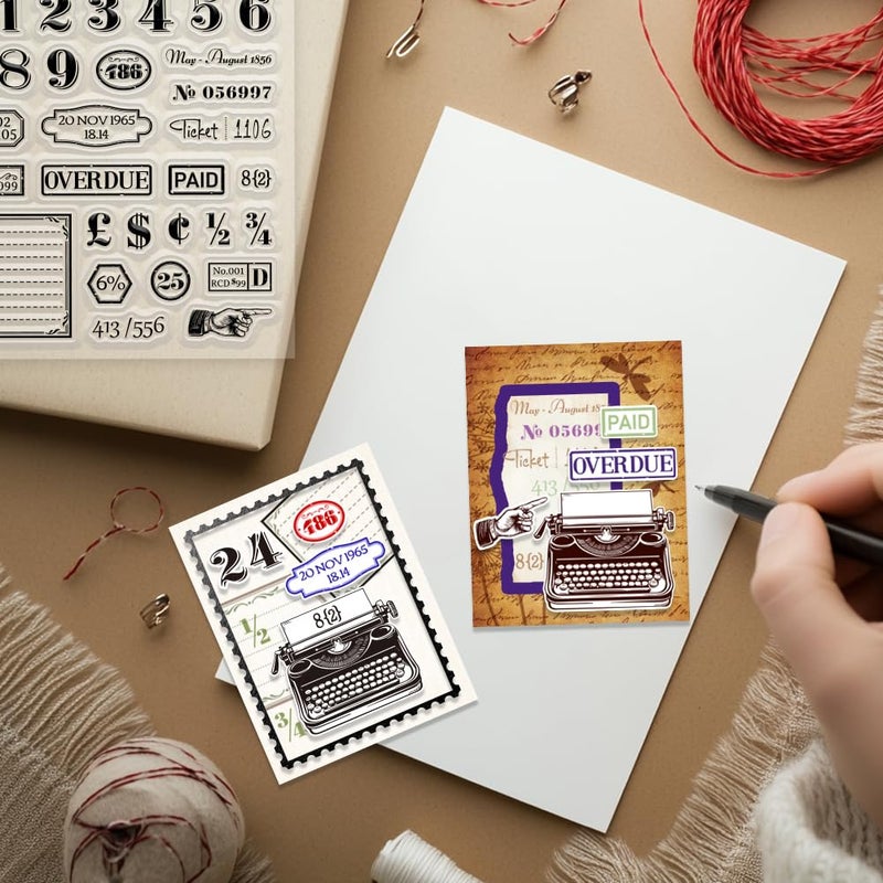 CHGCRAFT Vintage Typewriter Numbers Tags Clear Stamp Custom Silicone Clear Stamps for DIY Scrapbooking Photo Album Decorative Cards Making, Number, 6.3X 4.33x 0.12inch - Image 4
