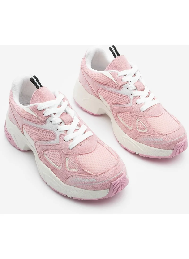 MARJIN Women's Sneaker Thick Sole Lace-Up Mesh Detailed Sports Shoes Sargen