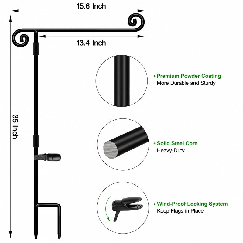 HOOSUN Garden Flag Stand,Sturdy Garden Flag Holder Pole for Outside House,Yard Flags Holder with one Tiger Clip,Yard Banner Pole for Holiday Flags Decorations Outdoor Lawn - Image 3