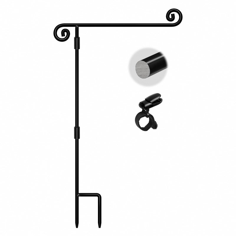 HOOSUN Garden Flag Stand,Sturdy Garden Flag Holder Pole for Outside House,Yard Flags Holder with one Tiger Clip,Yard Banner Pole for Holiday Flags Decorations Outdoor Lawn - Image 1