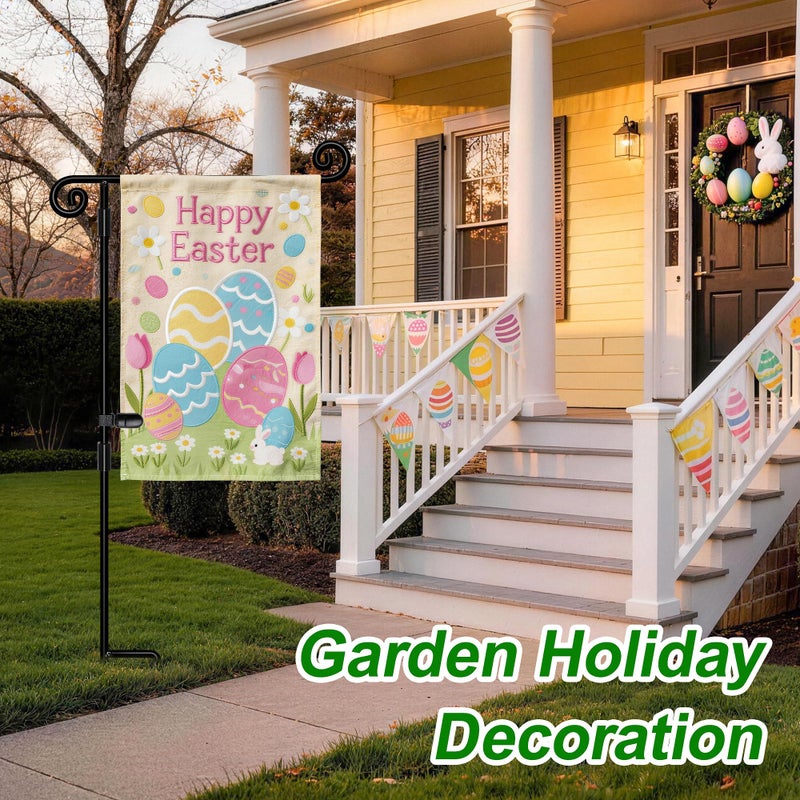 HOOSUN Garden Flag Stand,Sturdy Garden Flag Holder Pole for Outside House,Yard Flags Holder with one Tiger Clip,Yard Banner Pole for Holiday Flags Decorations Outdoor Lawn - Image 2