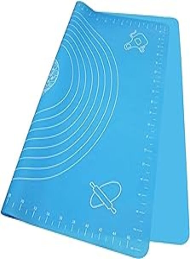 Generic Non-Stick Silicone Baking Mat Extra Thick Silicone Mat with Scale Kneading Mat Baking Mat Pastry Fondant Dough Cover Baking Accessories (blue) 