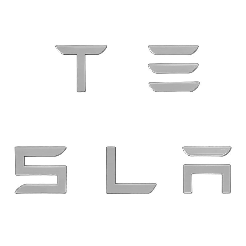 Knomix for Tesla Tailgate Letters Decal Rear Trunk Logo Emblems 3M Adhesive Compatible with Model 3 Y S X Silver
