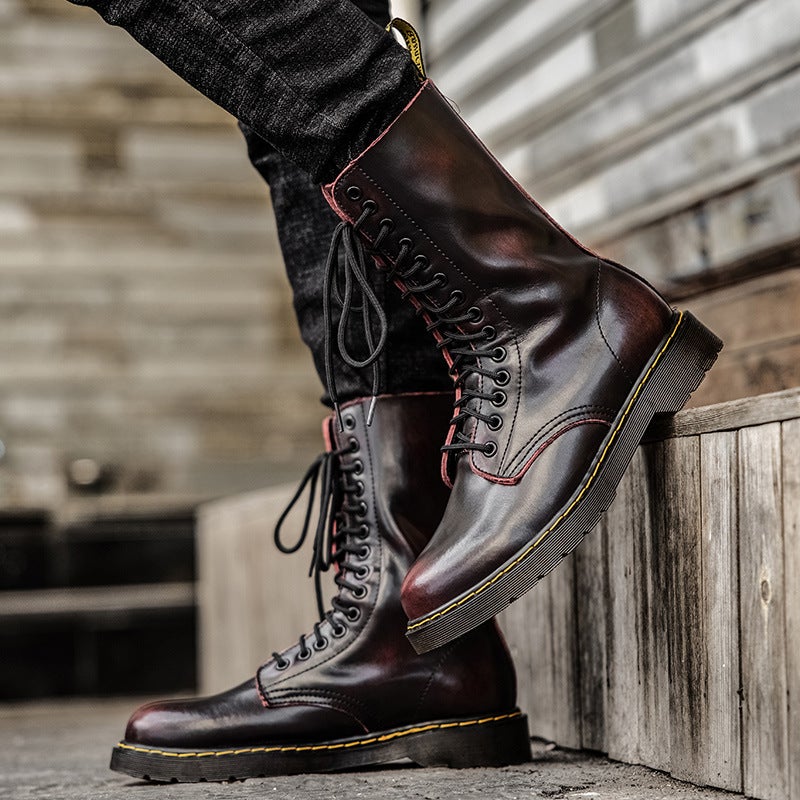2024 Winter New Sale Couple Genuine Leather High-Top Martins Plus Size Outdoor Casual Tooling Shoes - Image 4