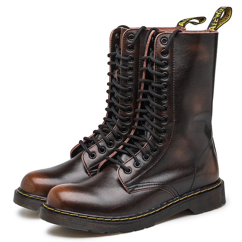 2024 Winter New Sale Couple Genuine Leather High-Top Martins Plus Size Outdoor Casual Tooling Shoes - Image 2