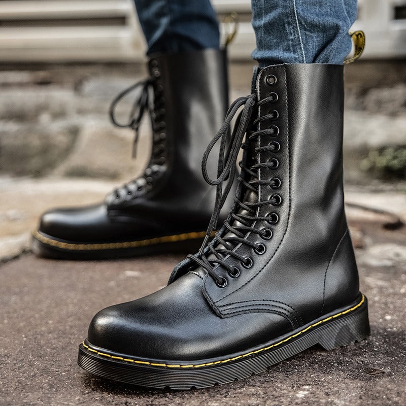 2024 Winter New Sale Couple Genuine Leather High-Top Martins Plus Size Outdoor Casual Tooling Shoes - Image 3