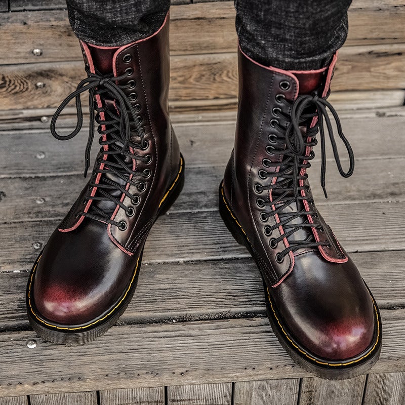 2024 Winter New Sale Couple Genuine Leather High-Top Martins Plus Size Outdoor Casual Tooling Shoes - Image 5