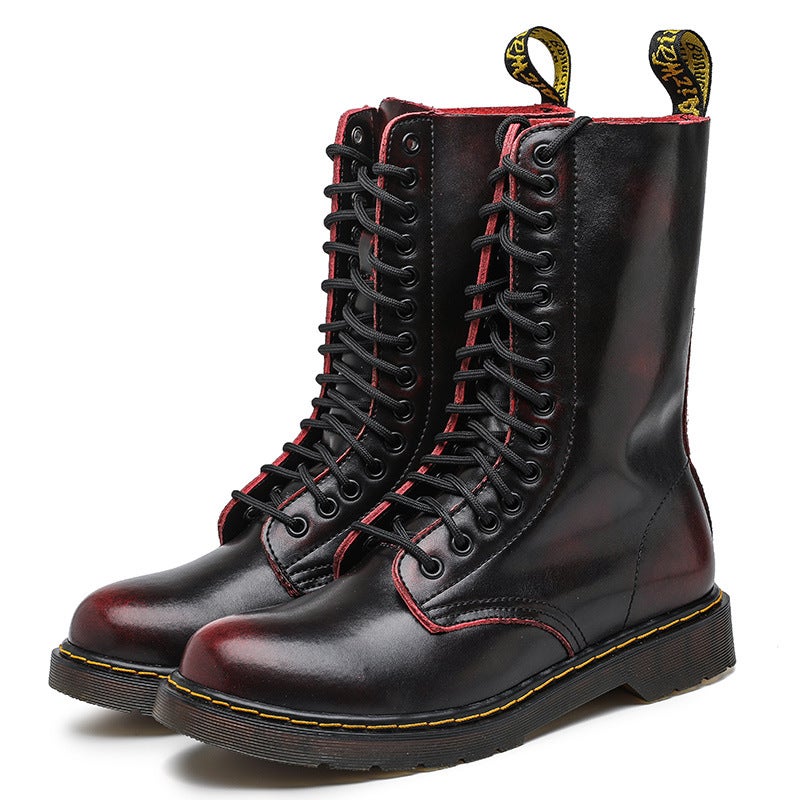 2024 Winter New Sale Couple Genuine Leather High-Top Martins Plus Size Outdoor Casual Tooling Shoes - Image 1