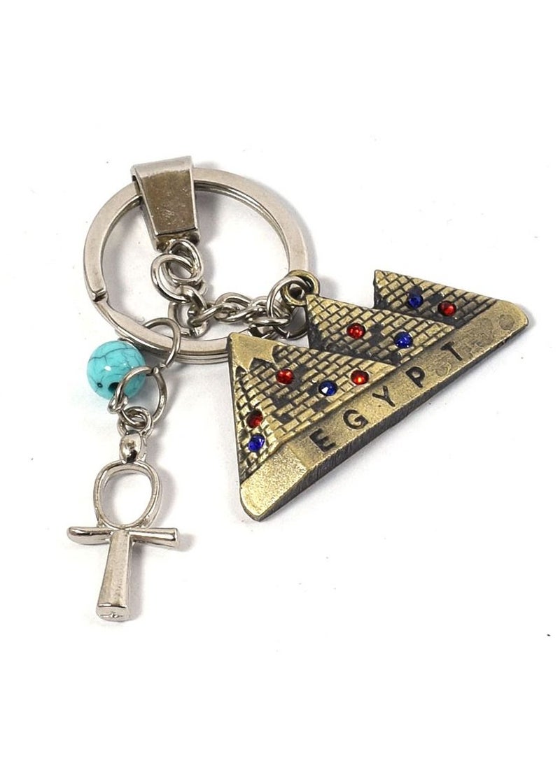 immatgar pharaonic Pyramids keychain Egyptian souvenirs gifts from egypt Authentic Pharaoh (Burnt Yellow with ankh key)