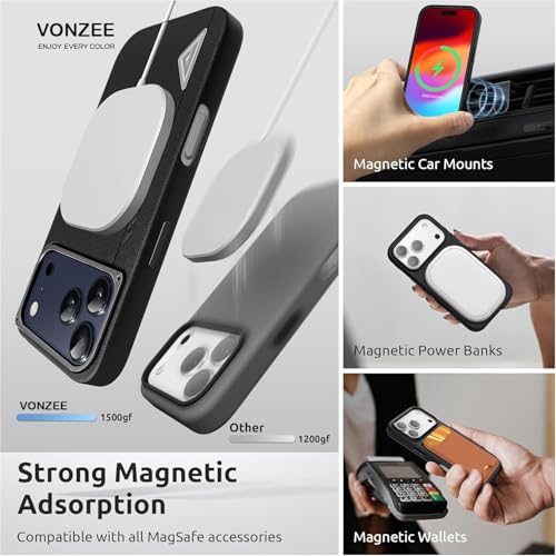 VONZEE Hybrid Shockproof Back Cover Case Compatible with iPhone 17 Pro Max 6.9'', TPU+ Polycarbonate Transparent Anti-Yellow Non-Slip Full-Body Protection Back Phone Case - Black - Image 5