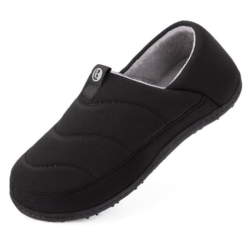 LongBay Women's Comfy Slippers Indoor Outdoor House Shoes with Removable Insole & Non-Slip Sole Black, 8-9 - Image 1