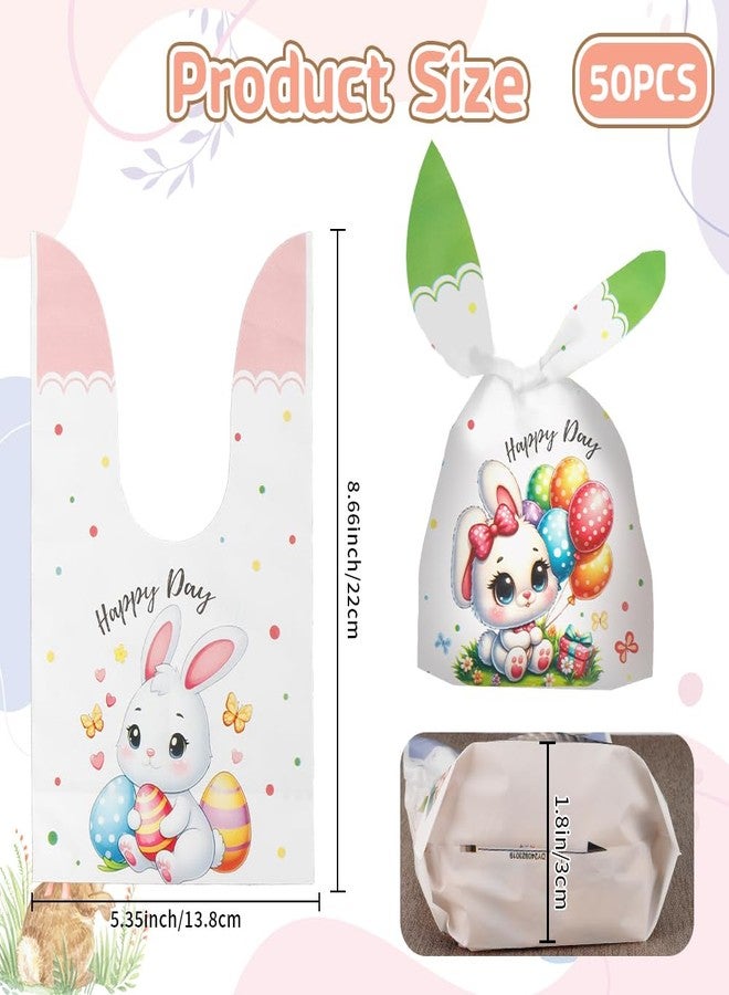ChicQuench Easter Treat Bags, 50 PCS Easter Candy Bags, Easter Gift Bags, Easter Goodie Bags, Rabbit Ear Shape Plastic Easter Cookie Bags Snack Bags Goody Bags for Kids Easter Party Favor Supplies, 3 Styles - Image 2