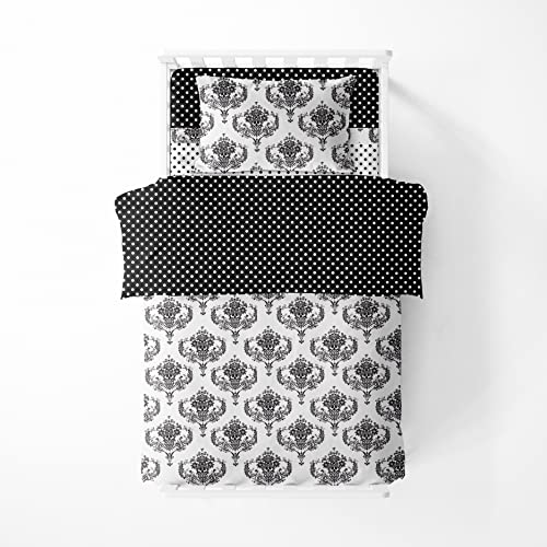 Bacati - Classic Damask White/Black Window Valance54 x 15 inches 100 Cotton Percale Light Filtering - Image 4