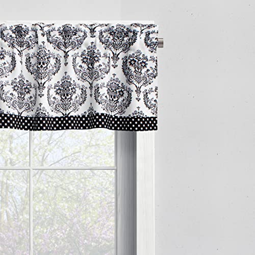 Bacati - Classic Damask White/Black Window Valance54 x 15 inches 100 Cotton Percale Light Filtering - Image 2