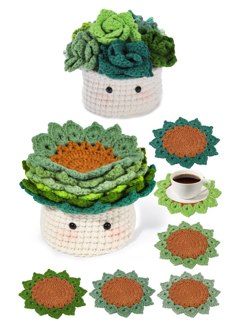 مجموعة الكروشيه للمبتدئين - مجموعات الكروشيه للمبتدئين مع دروس فيديو خطوة بخطوة، مجموعة الكروشيه للمبتدئين للبالغين والأطفال (كوستر) - Image 1