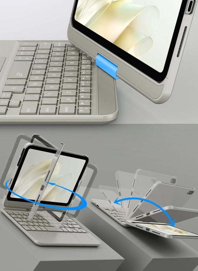 GreenLaw حافظة لوحة مفاتيح لجهاز iPad mini 7 (2024) و Mini 6 (2021) 8.3" ، لوحة لمس ذكية ، إضاءة خلفية ملونة 7 ، قابلة للشحن عبر Type-C ، حافظة لوحة مفاتيح دوارة 360° لجهاز iPad mini من الجيل السابع/السادس ، ضوء النجوم - Image 3