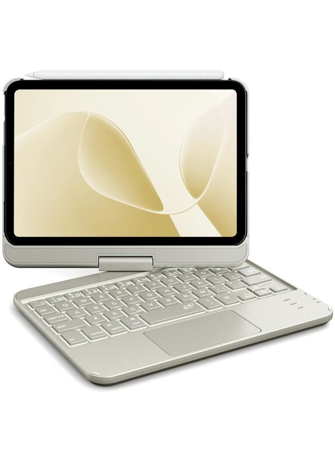 GreenLaw حافظة لوحة مفاتيح لجهاز iPad mini 7 (2024) و Mini 6 (2021) 8.3" ، لوحة لمس ذكية ، إضاءة خلفية ملونة 7 ، قابلة للشحن عبر Type-C ، حافظة لوحة مفاتيح دوارة 360° لجهاز iPad mini من الجيل السابع/السادس ، ضوء النجوم - Image 1